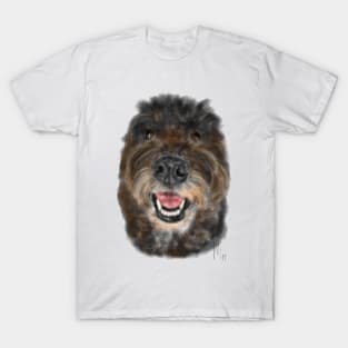 Happy Brown Fluffy Doodle Dog T-Shirt